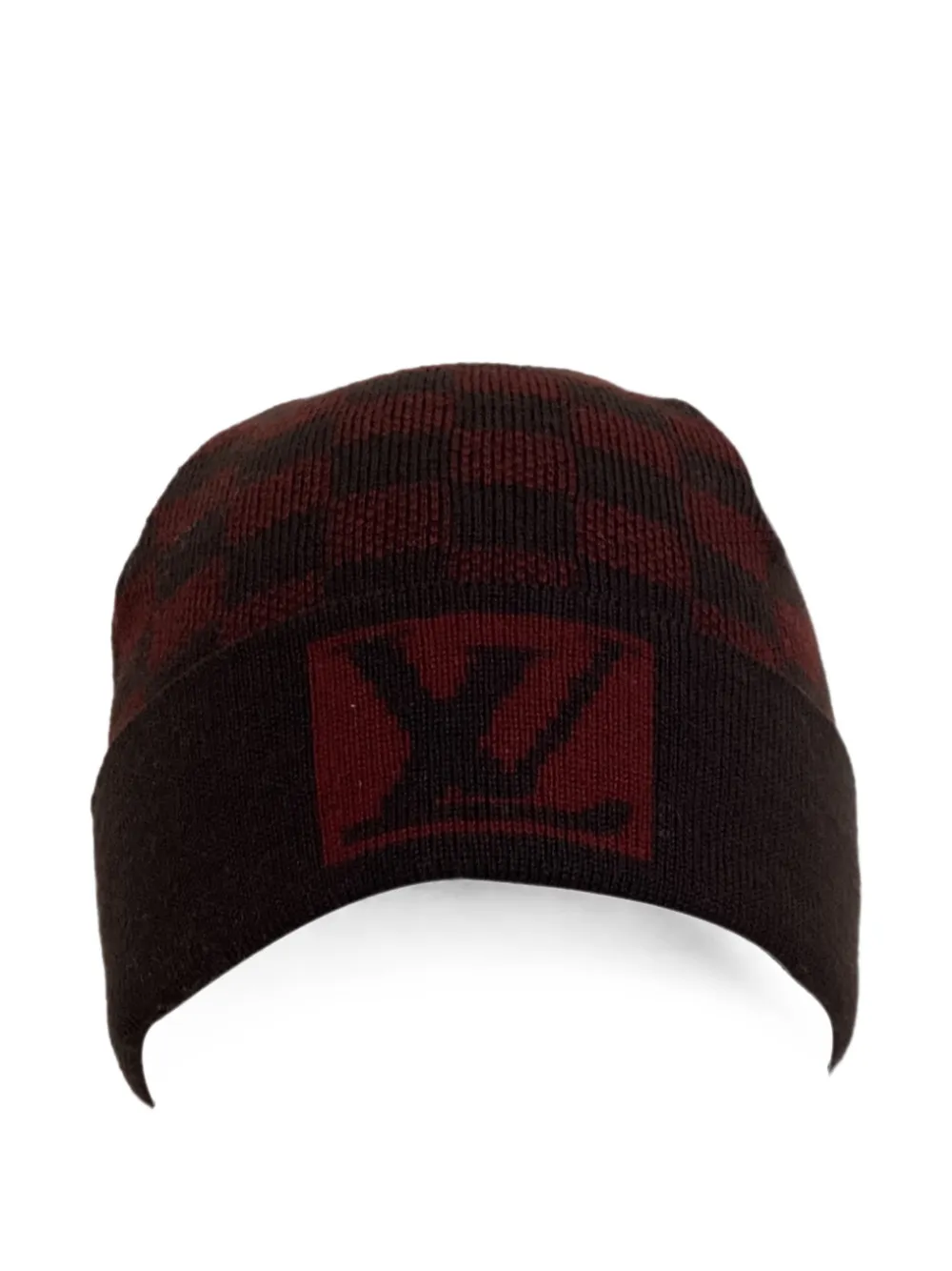 Louis Vuitton Pre-Owned Damier logo-patch beanie hat - Rosso