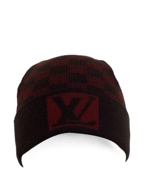Louis Vuitton Pre-Owned Damier logo-patch beanie hat