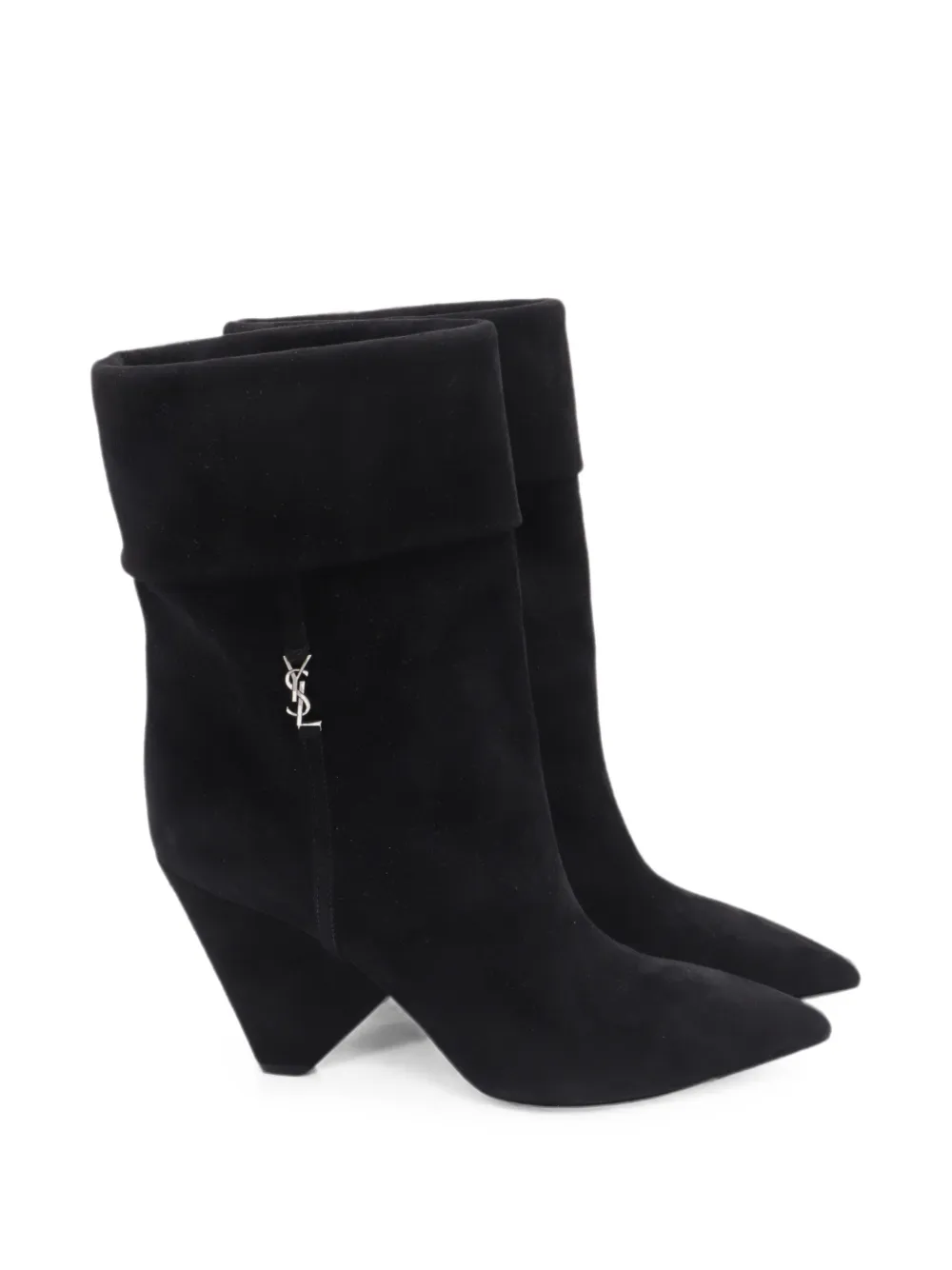 Pre-owned Saint Laurent 2010s Niki Wedge Ankle Boots In Black