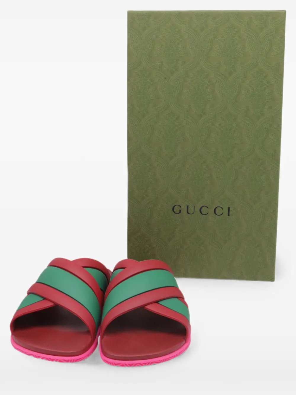 Gucci Pre-Owned Web criss-cross slide sandals - Rot
