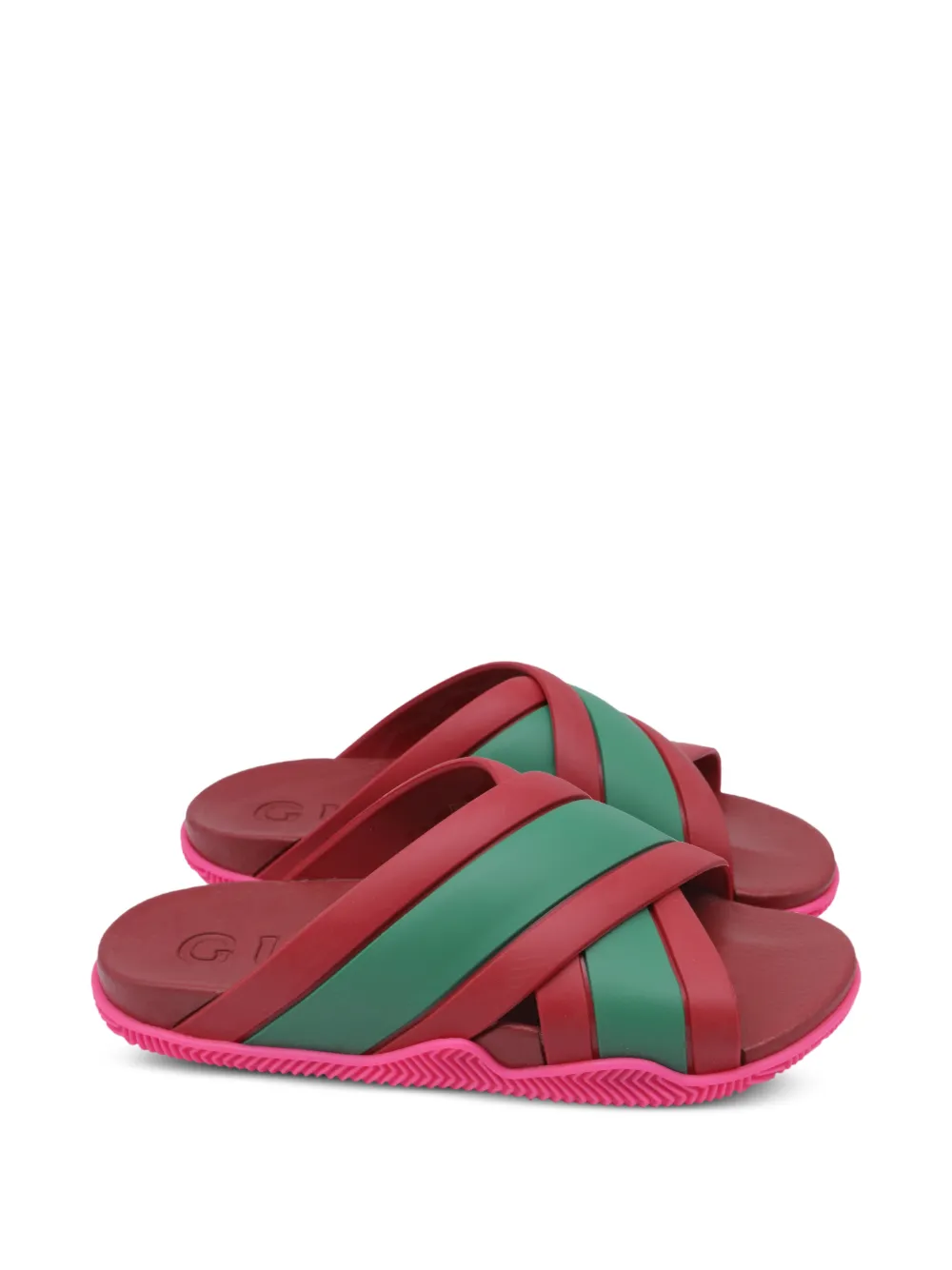 Gucci Pre-Owned Web criss-cross slide sandals - Rot