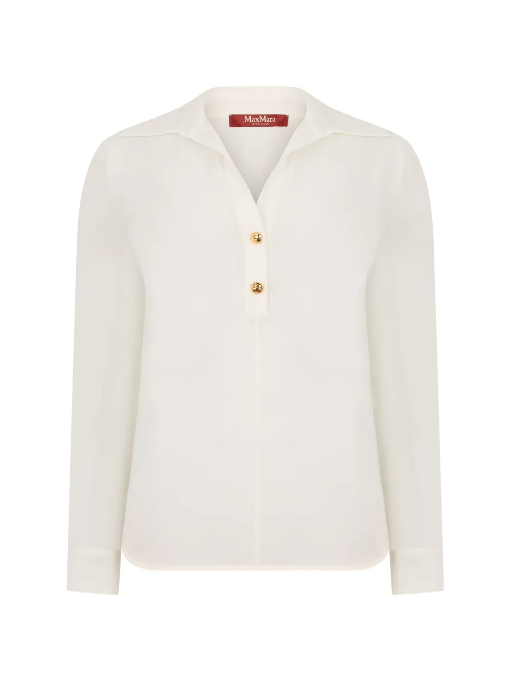 Max Mara Aia gold-tone button silk blouse - Bianco