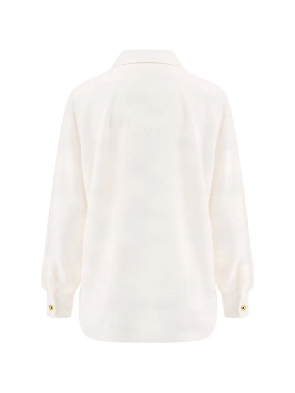Max Mara Aia zijden blouse met goudkleurige knoop Wit