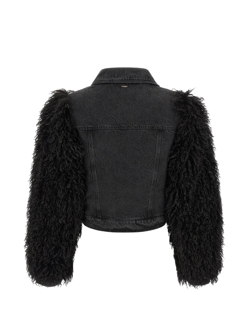 TWINSET Cropped denim jack met textuur Zwart
