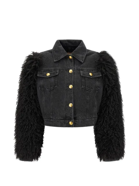 TWINSET textured-sleeve cropped denim jacket