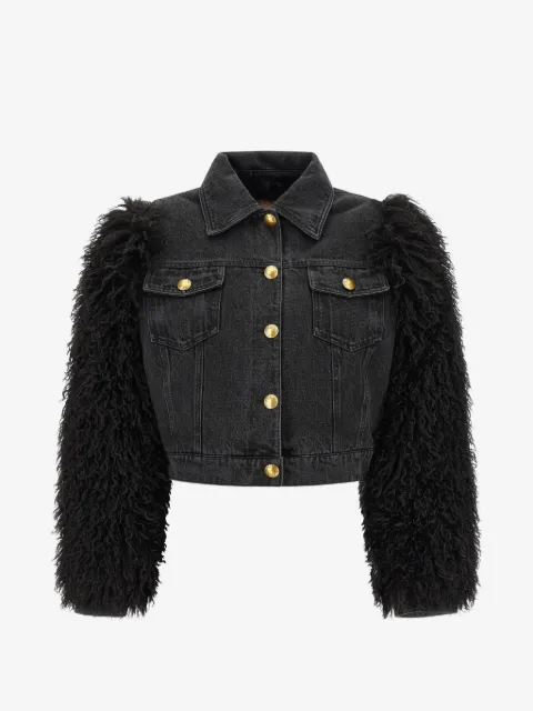 TWINSET veste crop en jean à manches texturées