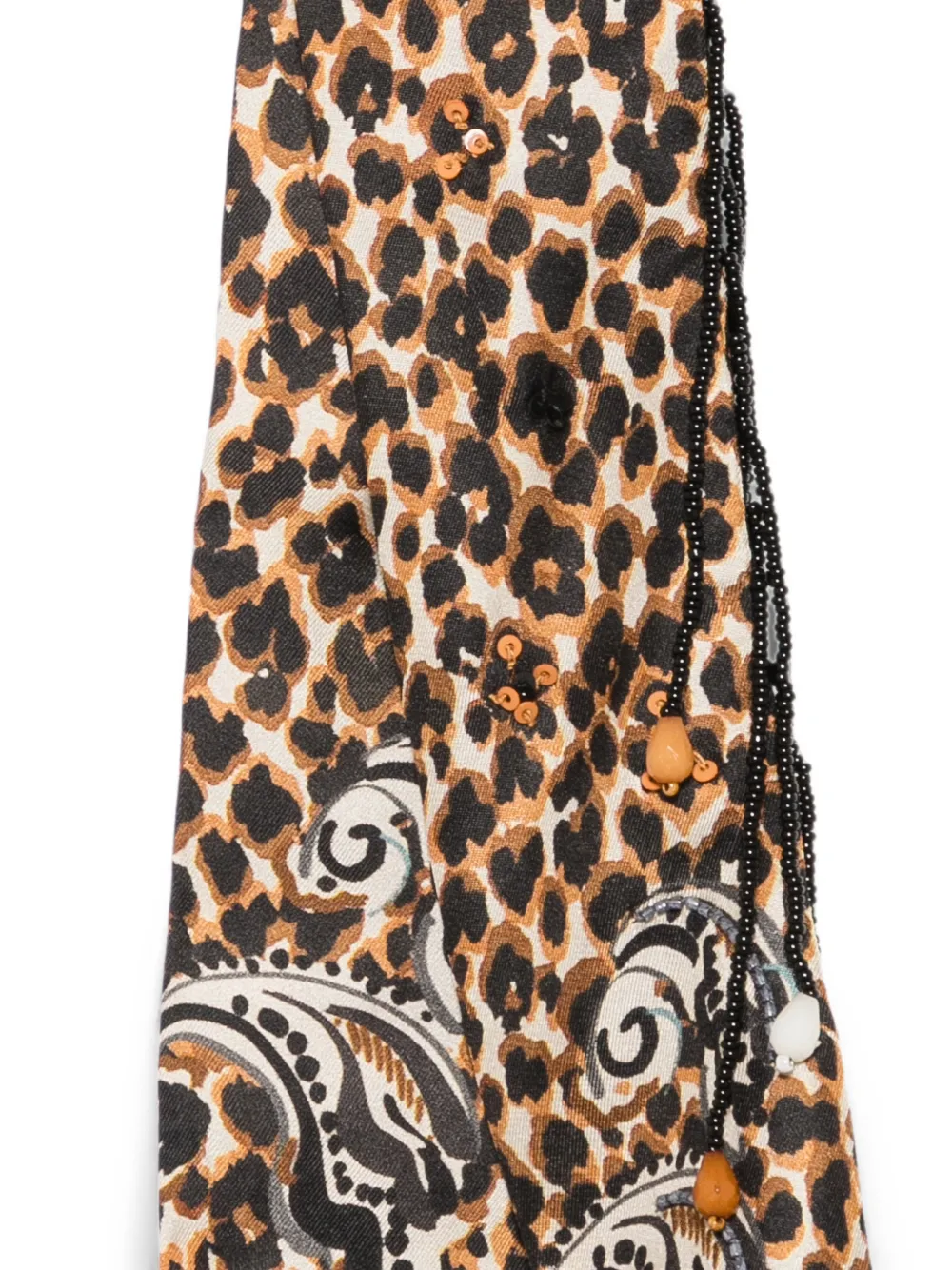 ETRO Zijden sjaal met paisley- en luipaard-print Beige