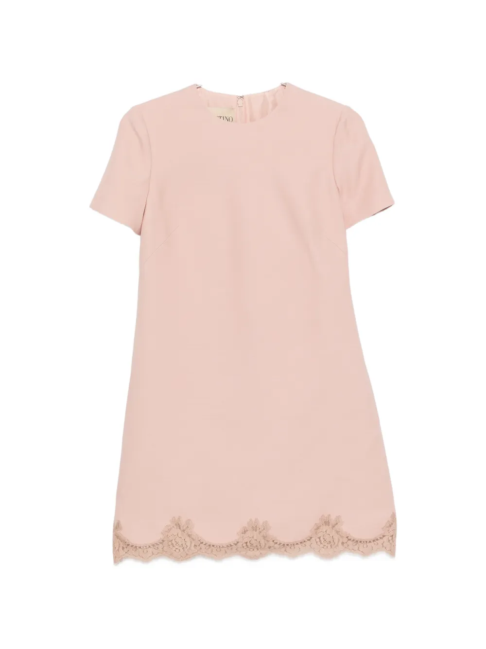 Valentino Garavani crew neck lace-trim mini dress - Pink