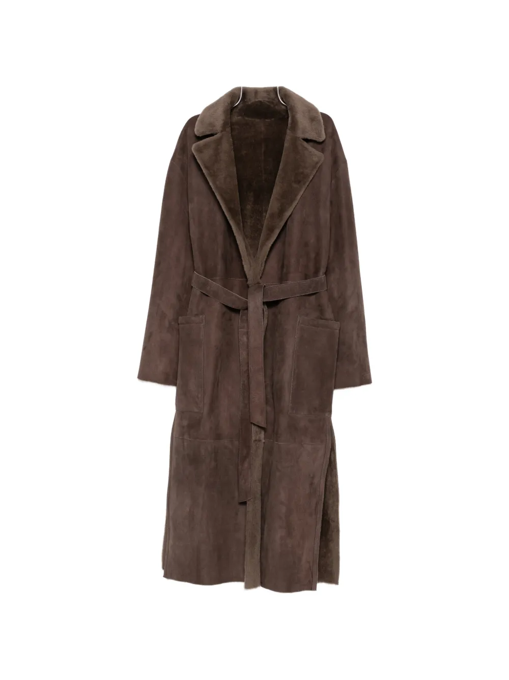 Manzoni 24 Belted Pocket Coat In Brown