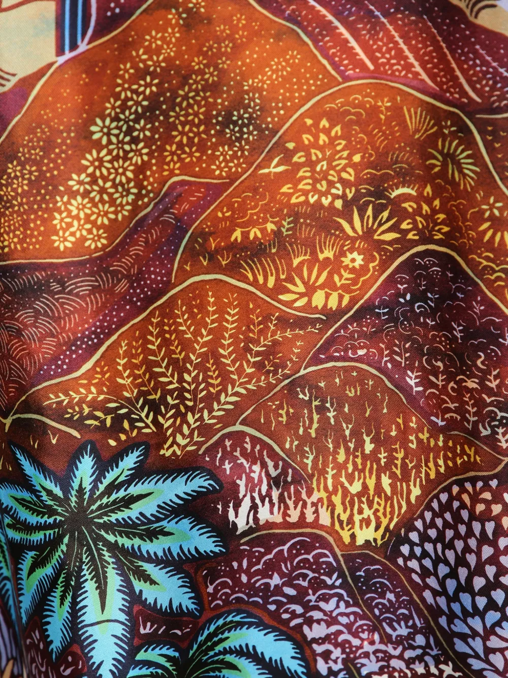 Atelier Vlisco Rainbow landscape-print halterneck maxi dress Bruin