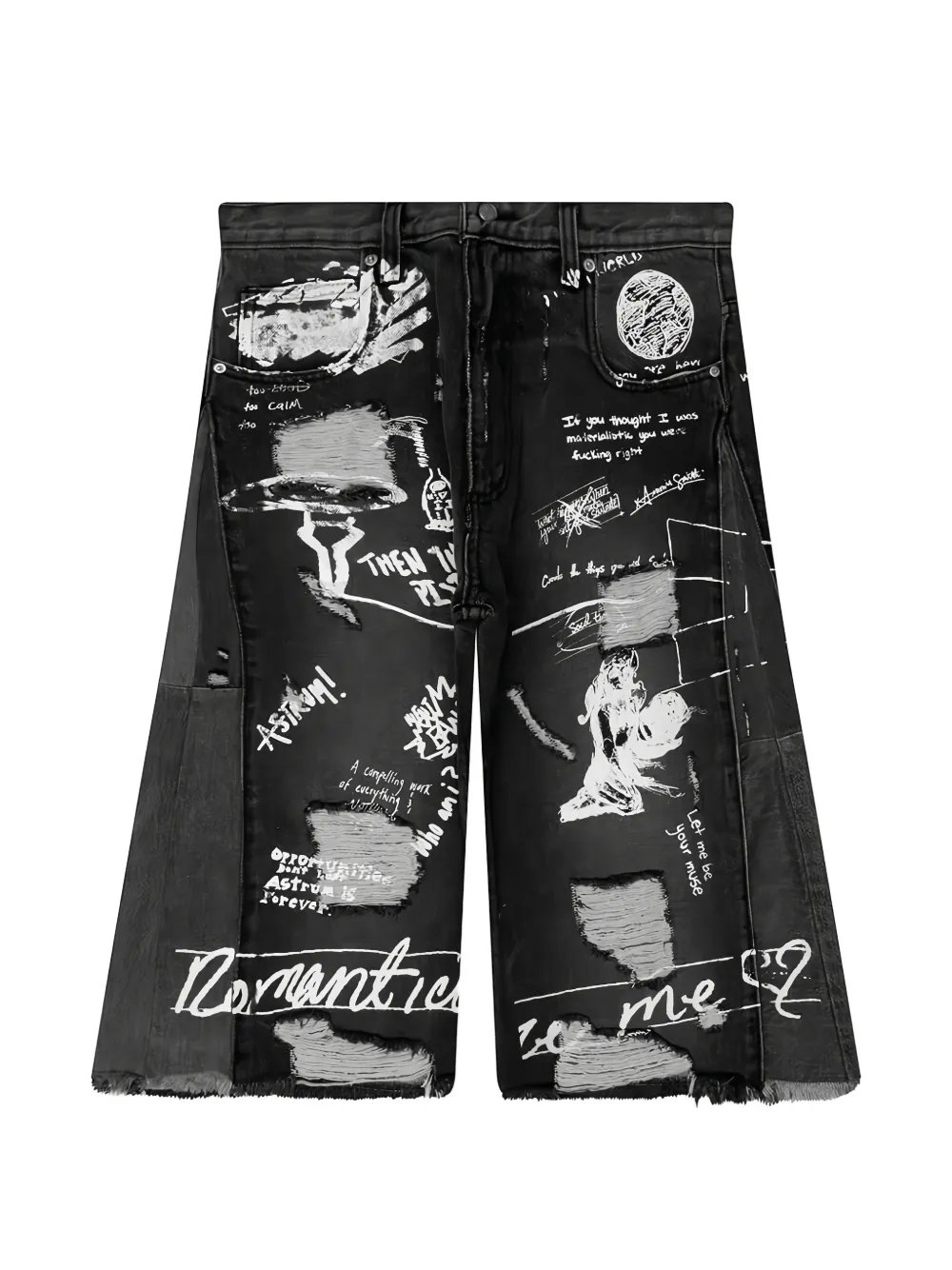 astrum Dedication graphic-print denim shorts - Nero