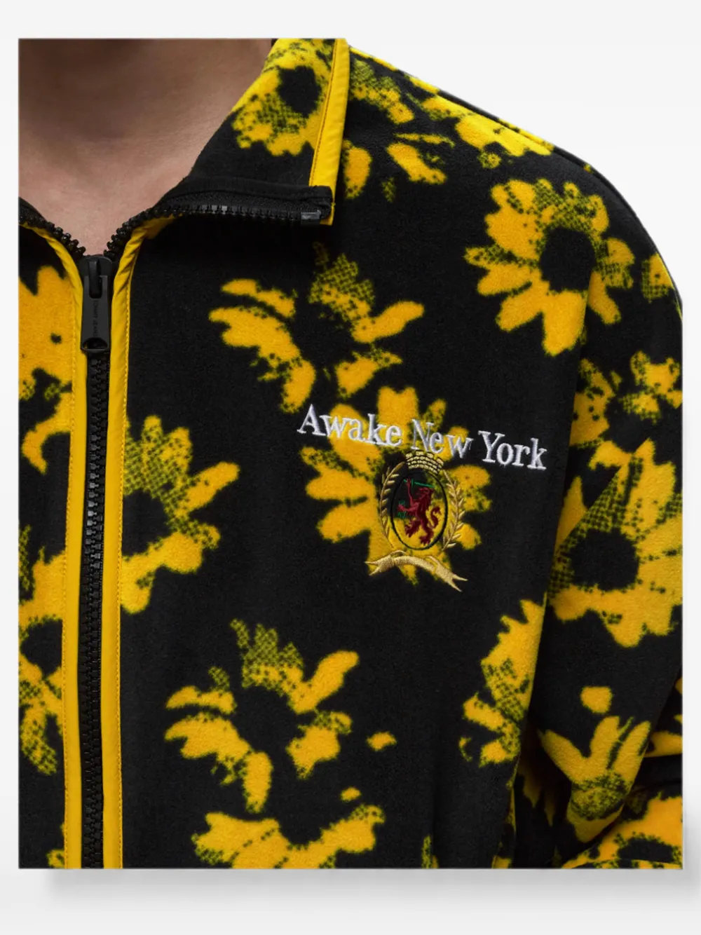Awake NY x Tommy Hilfiger fleece jack met zonnebloemprint Zwart