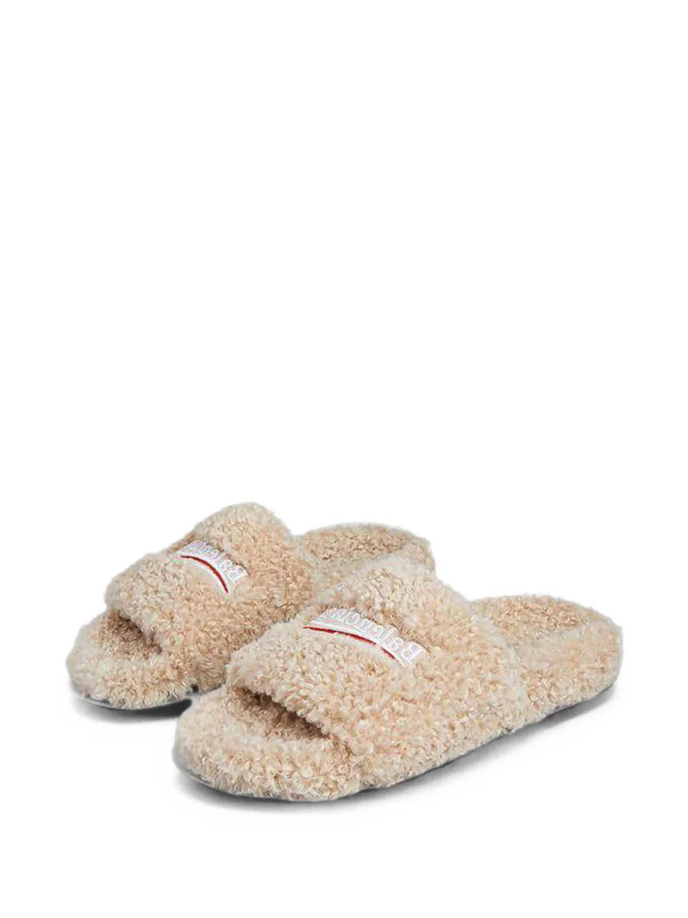 Balenciaga faux-shearling Political slides Beige
