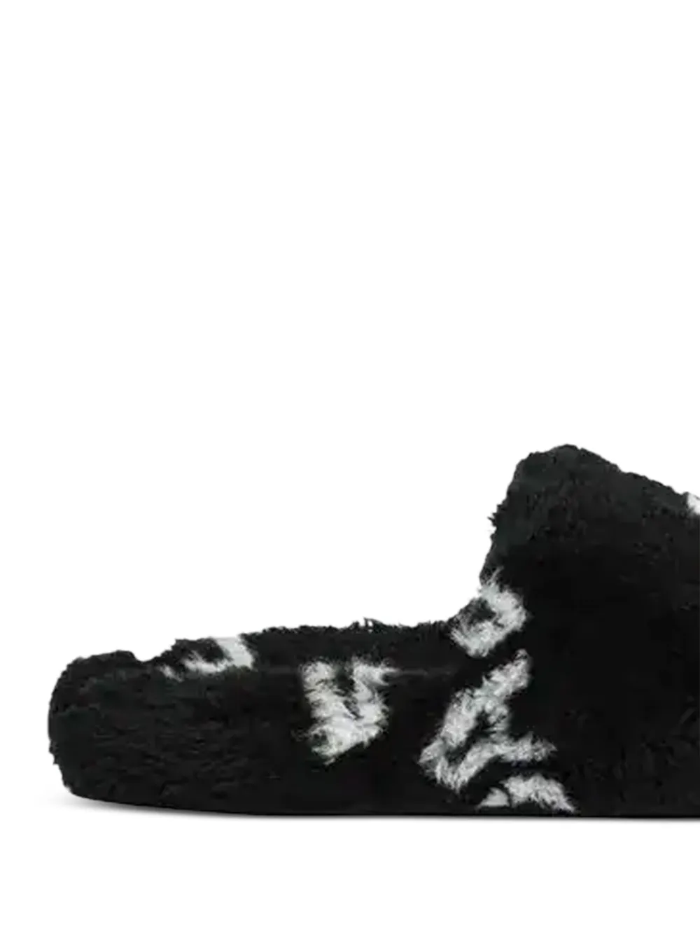 Balenciaga logo-print faux-fur slides Zwart