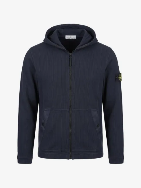 Stone Island logo-patch zip-up hoodie