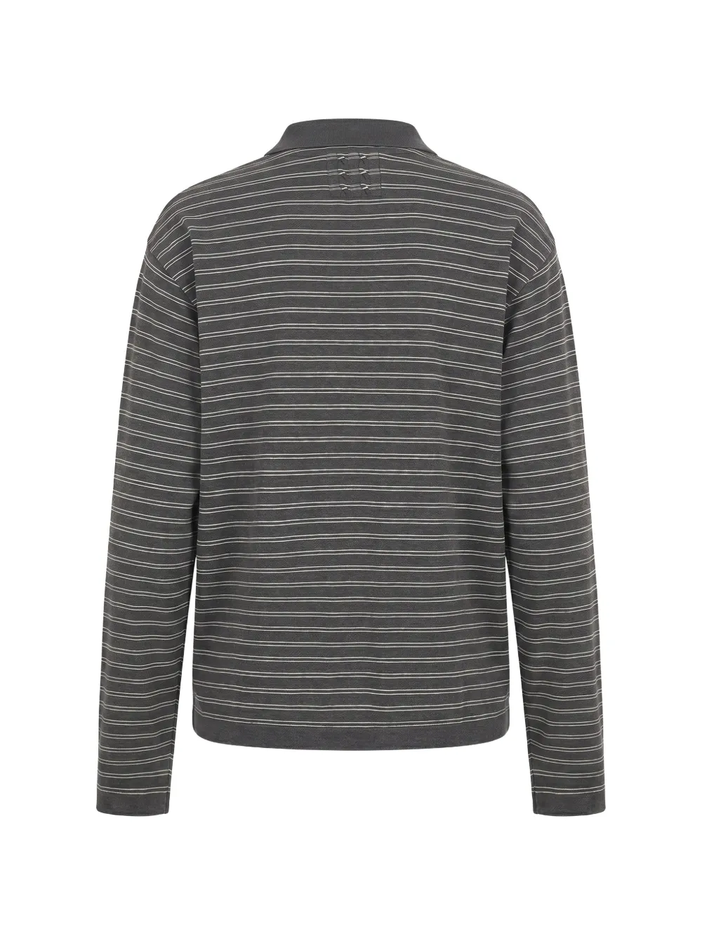 Nili Lotan Striped Long-sleeve Polo Shirt in Grey, view 5