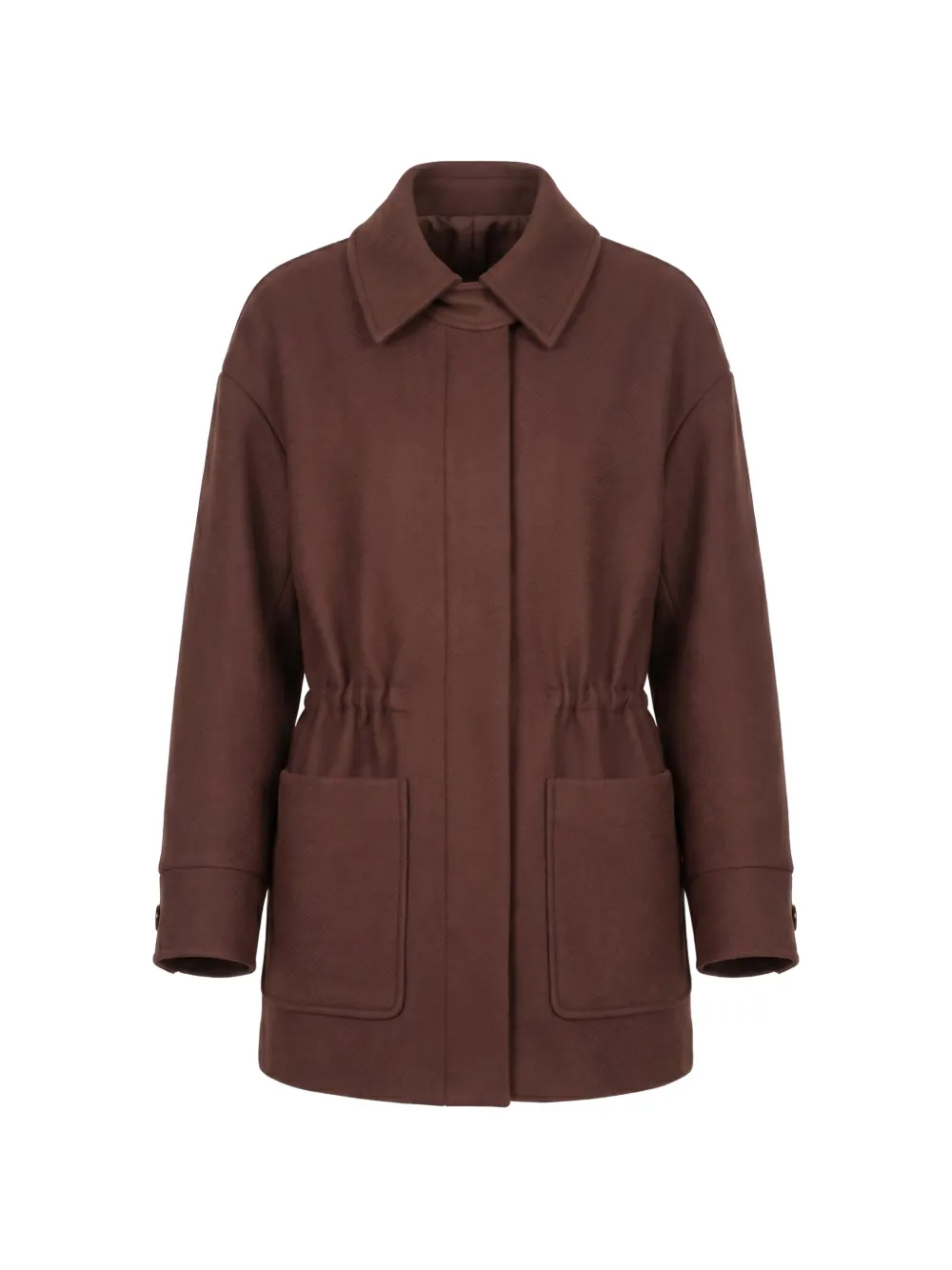 Patrizia Pepe drawstring long-sleeve coat - Brown
