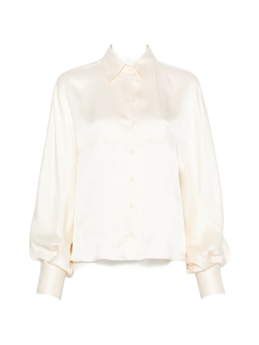 Brunello Cucinelli balloon-sleeve silk shirt - Neutrals