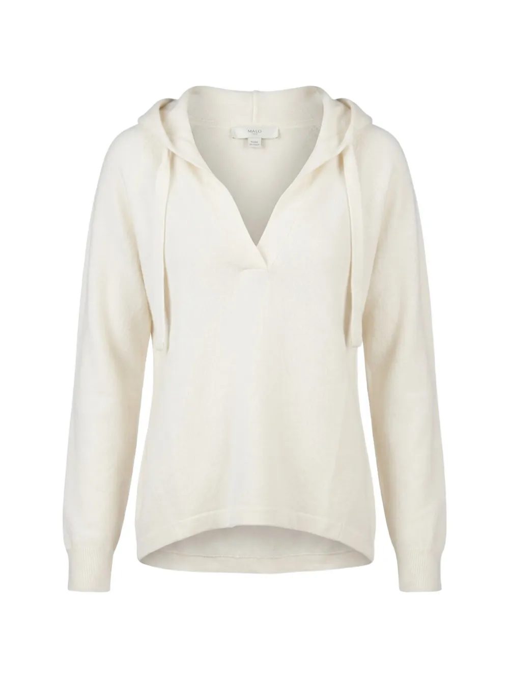 Malo cashmere V-neck hoodie - Neutrals