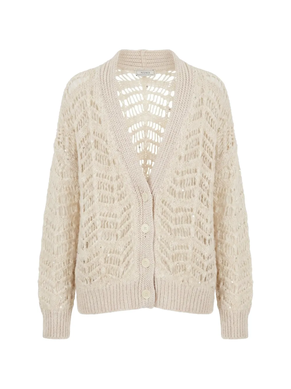 Peserico sequin-embellished open-knit cardigan - Weiß