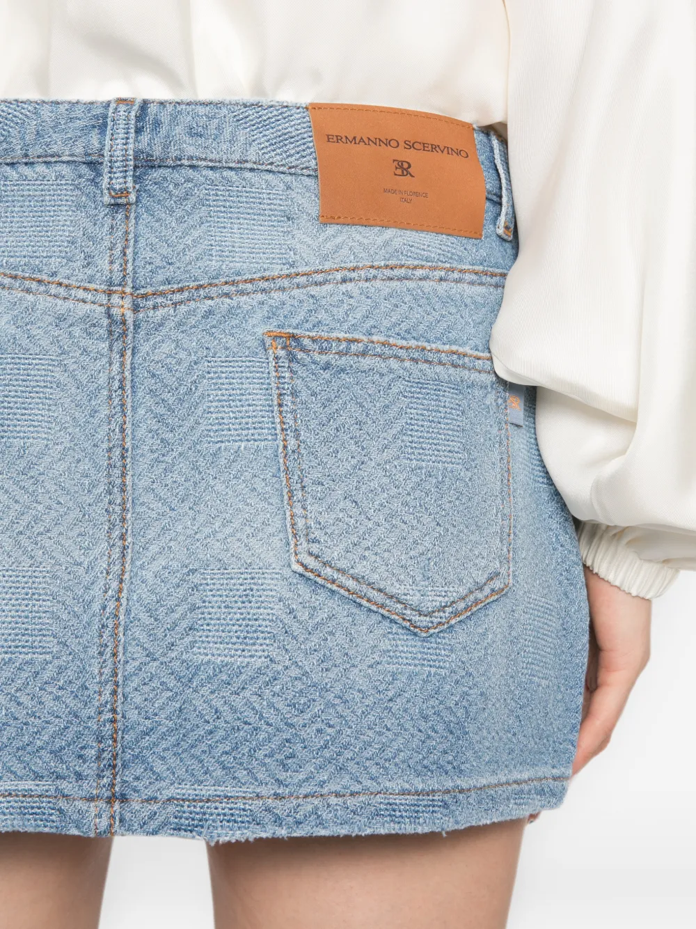 Ermanno Scervino Denim mini-rok met patroon Blauw