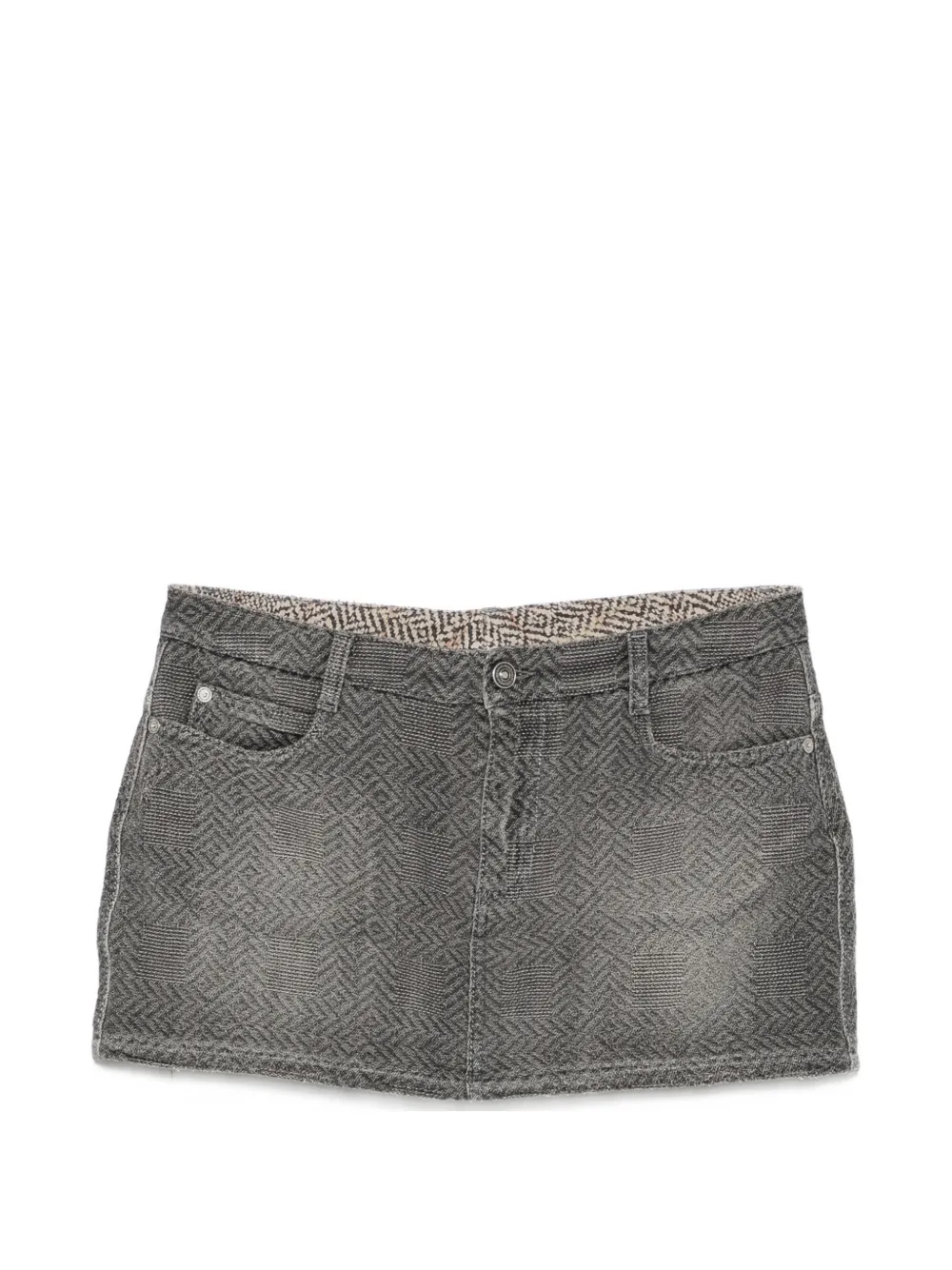 Ermanno Scervino herringbone-pattern mini denim skirt - Grey