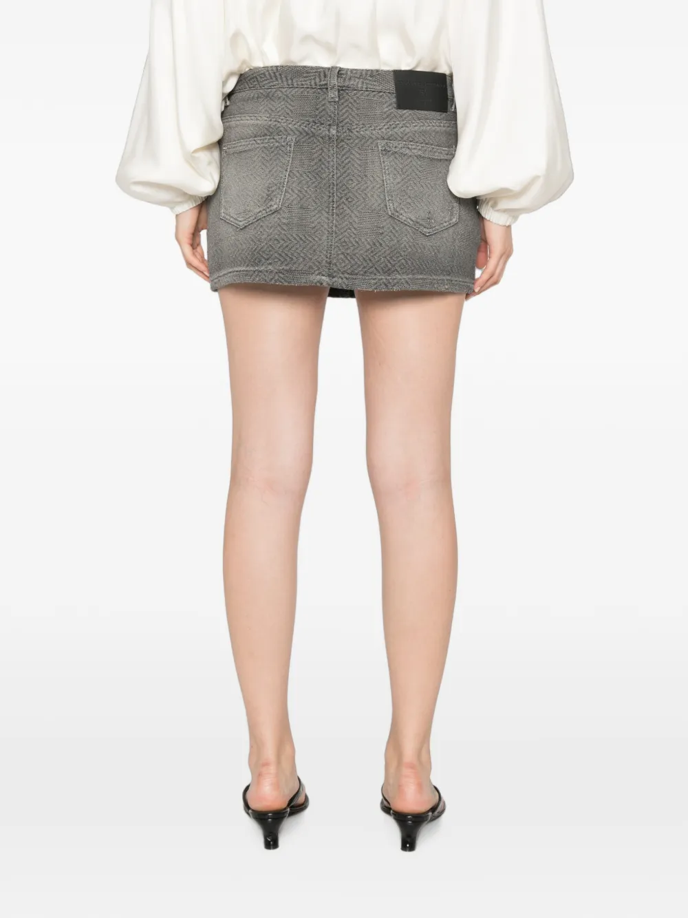 Ermanno Scervino Denim mini-rok met visgraat-patroon Grijs