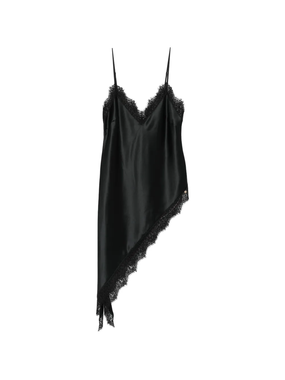 NISSA lace-trim asymmetric top - Nero