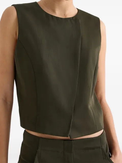 TWP round-neck hidden-placket vest