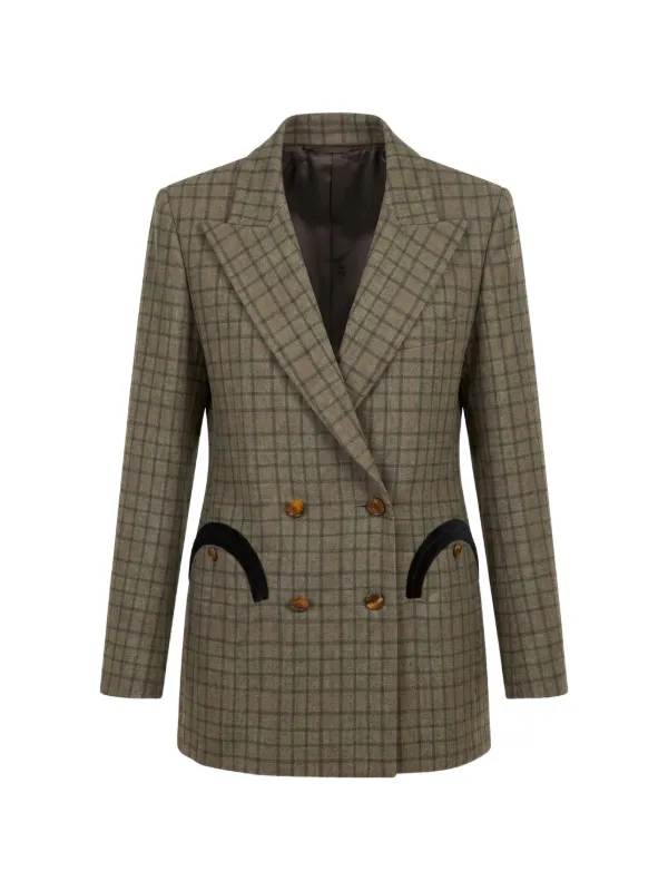 BLAZÉ Milano Check-pattern Double-breasted Blazer in Green