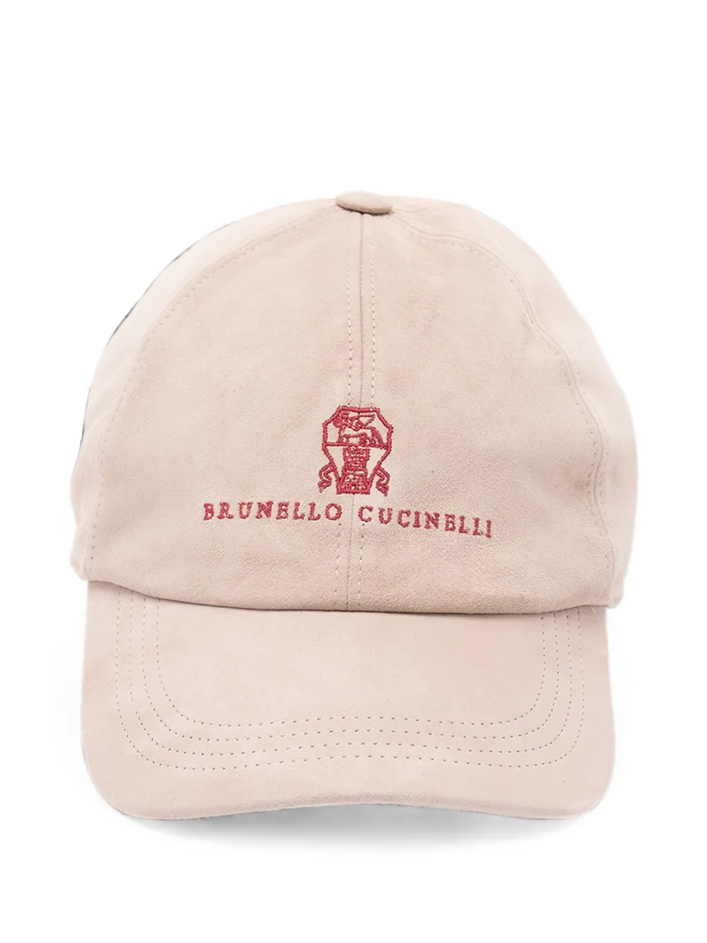 Brunello Cucinelli logo-embroidered suede baseball cap - Nude