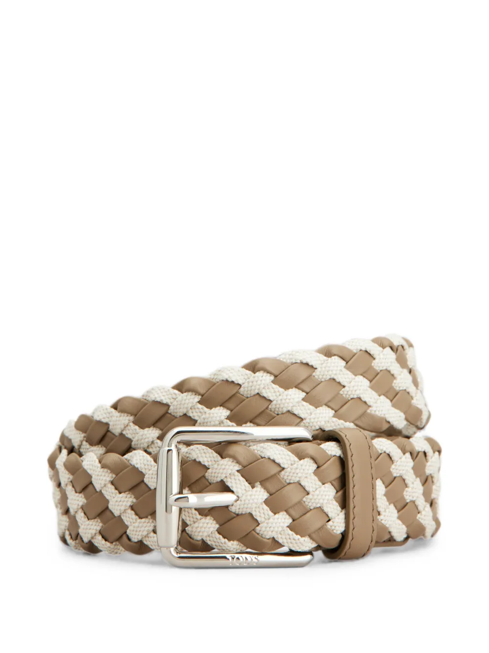 Tod's belt in leather and canvas - Nude