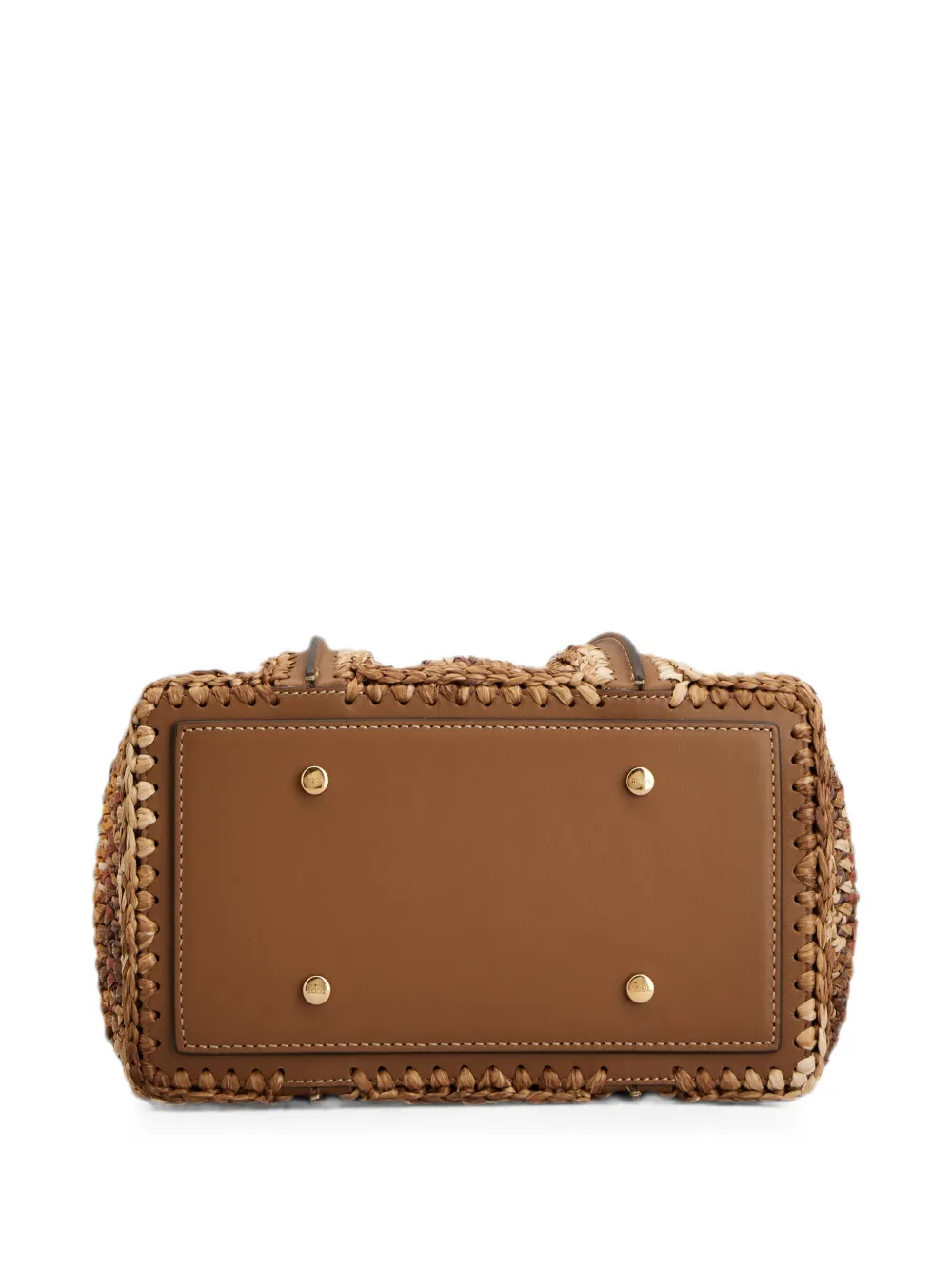 Tod's T Timeless leren en raffia mini-shopper Bruin