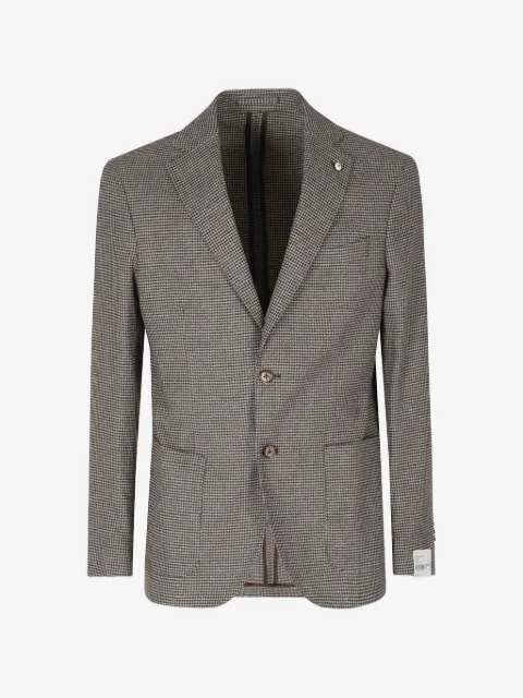 l.b.m. houndstooth-pattern single-breasted blazer