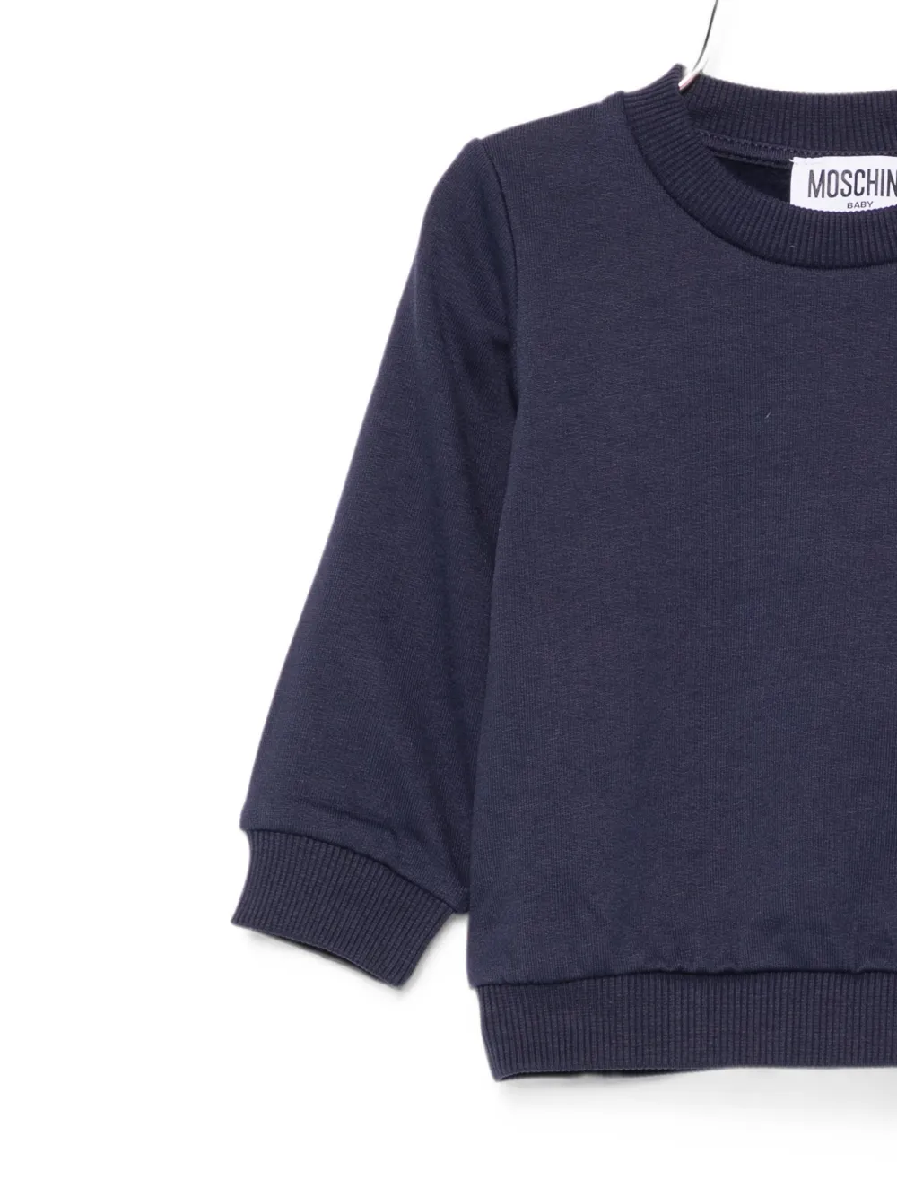 Moschino Kids Sweater met logo-print en drukknopen Blauw