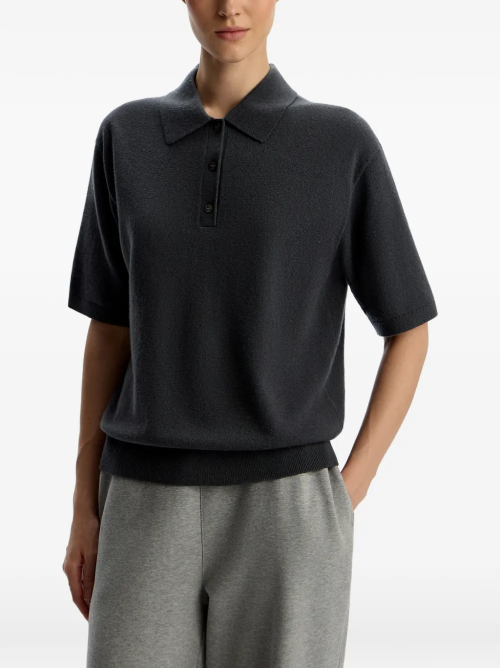12 STOREEZ Kurzärmeliges Poloshirt - Grau