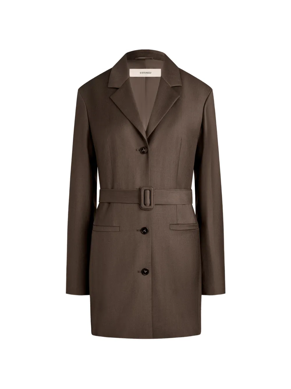 12 STOREEZ Blazer mit Gürtel - Braun