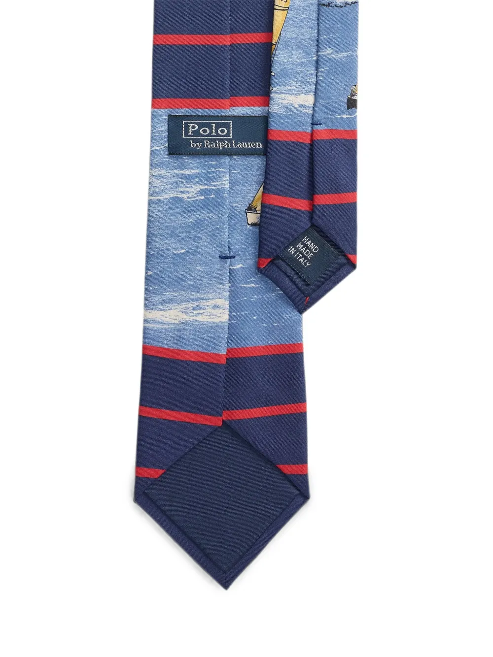 Polo Ralph Lauren Gestreepte zijden stropdas met zeil-print Blauw