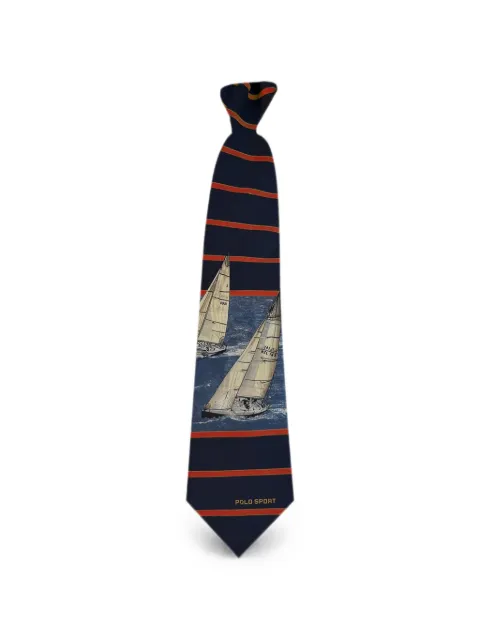 Polo Ralph Lauren sailing-print striped silk tie