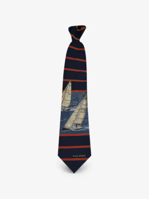 Polo Ralph Lauren sailing-print striped silk tie