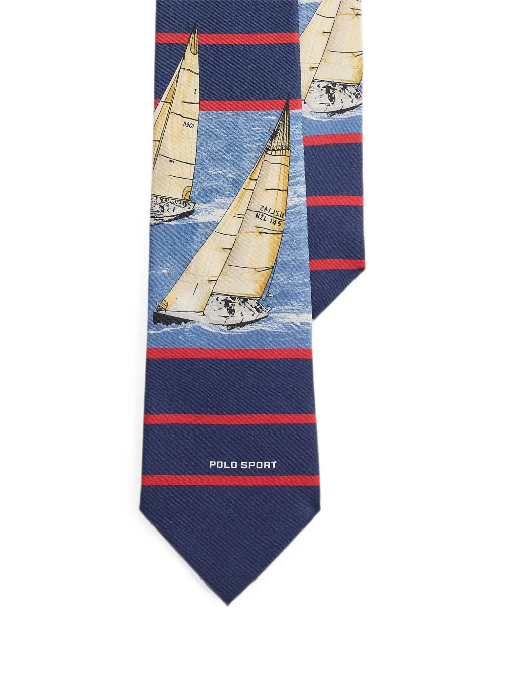 Polo Ralph Lauren Gestreepte zijden stropdas met zeil-print Blauw