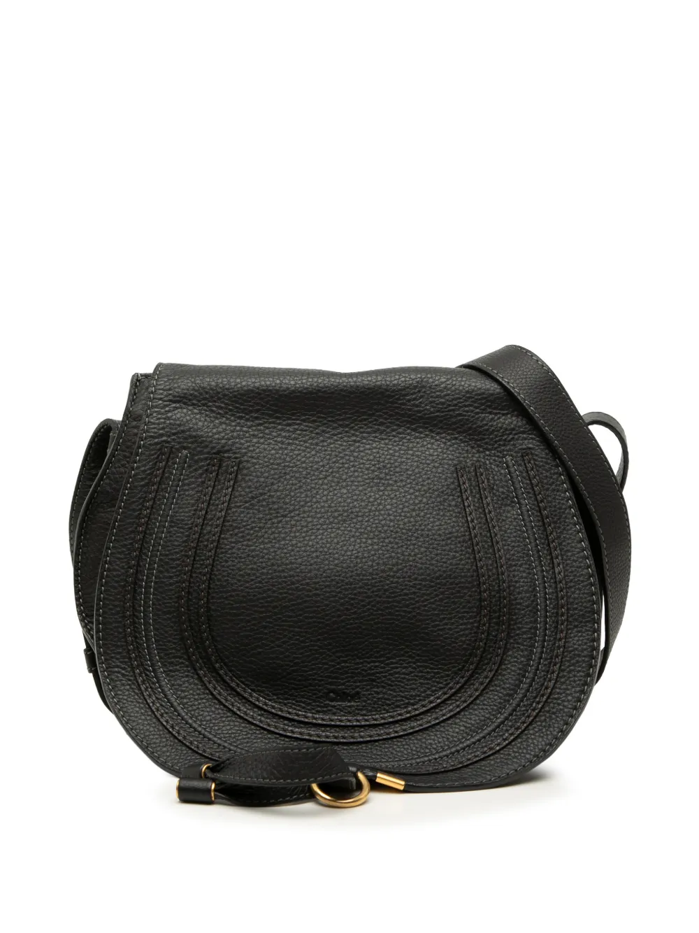 Chloé Pre-Owned Borsa a tracolla Marcie Saddle media in pelle di vitello 2015 - Nero