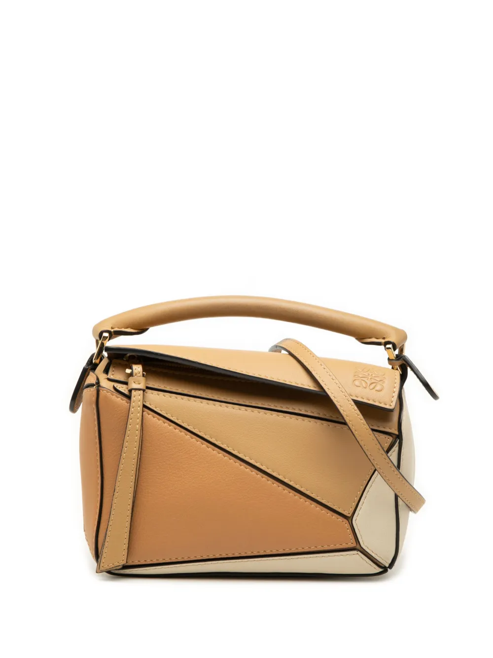 Loewe Pre-Owned 2021 Mini Bicolor Calfskin Puzzle satchel - Neutrals