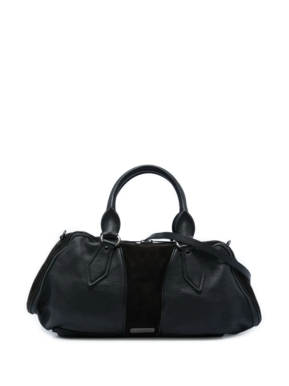 Burberry Pre-Owned Borsa a tracolla in pelle di vitello pieno fiore e pelle scamosciata 2000-2017 - Nero