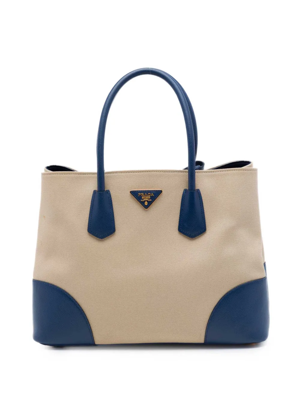 Prada Pre-Owned 2010-2026 große Canapa and Saffiano Double Satchel-Tasche - Nude