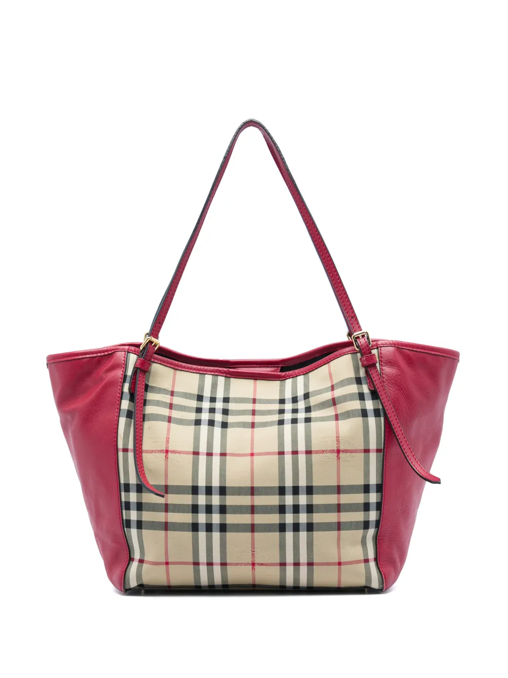 Burberry Pre-Owned Borsa tote piccola Canterbury in pelle e tela con motivo Haymarket Check 2000-2017 - Rosso