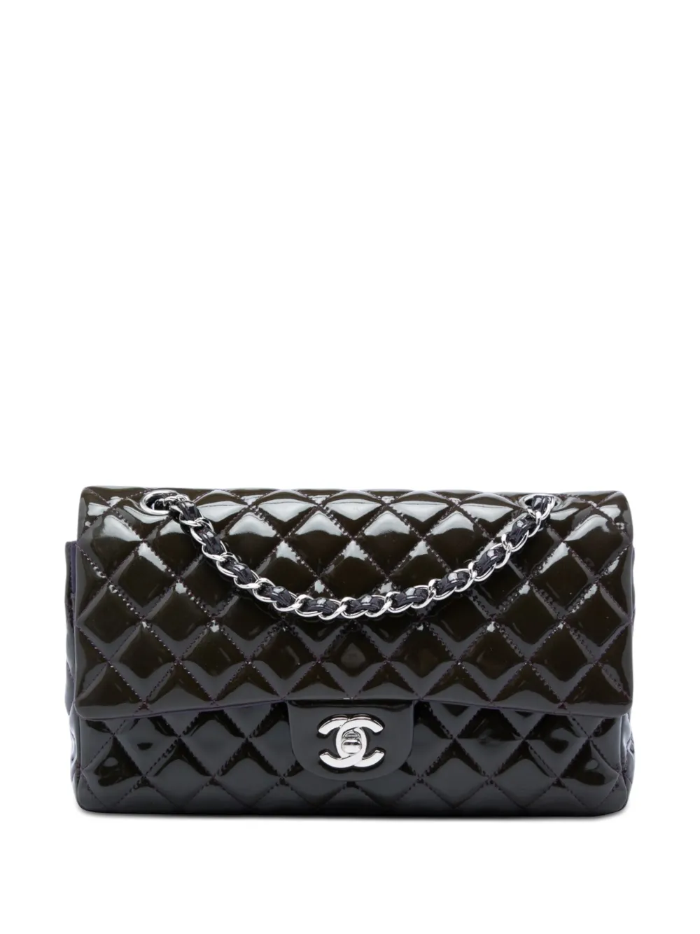 CHANEL Pre-Owned 2009-2010 Medium Classic Patent Double Flap shoulder bag - Purple