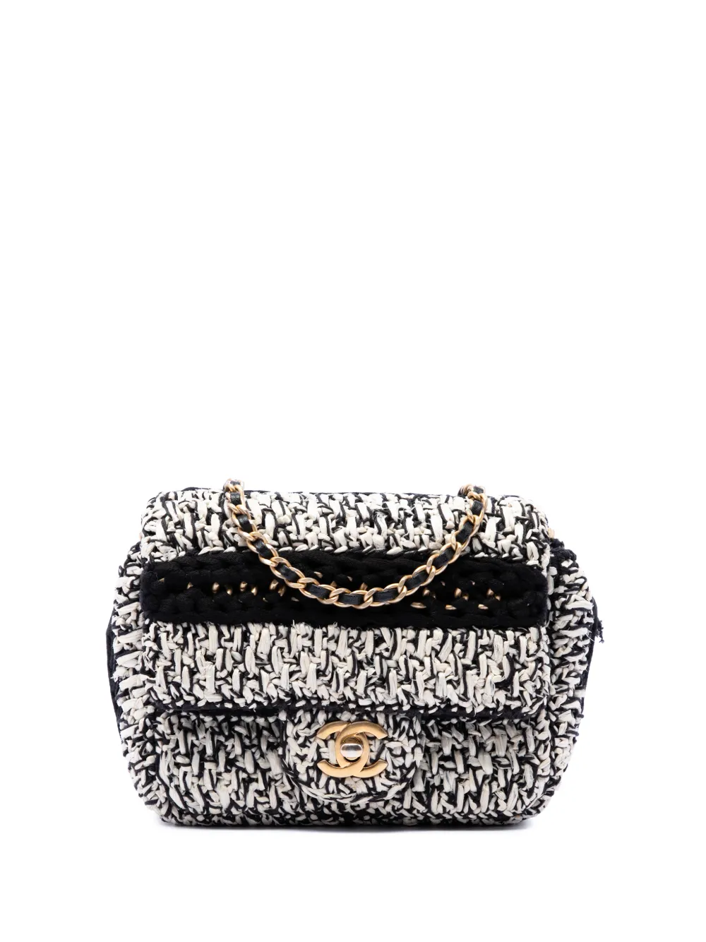 CHANEL Pre-Owned 2019 Raffia Braided with Love Flap crossbody bag - White