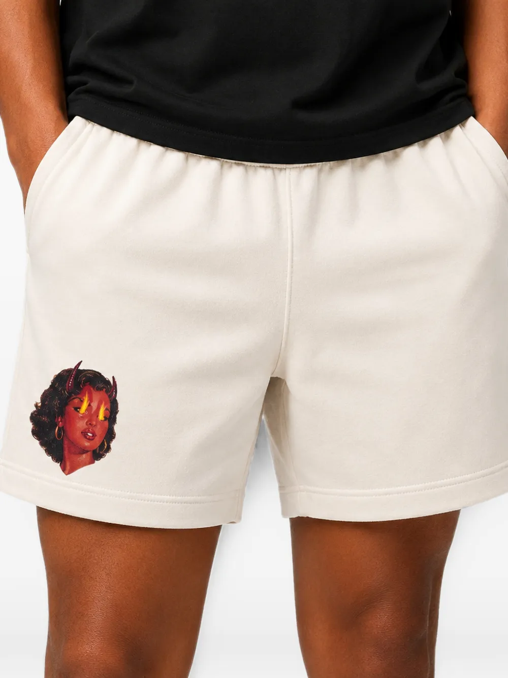 Melt Trainingsshorts met print Beige