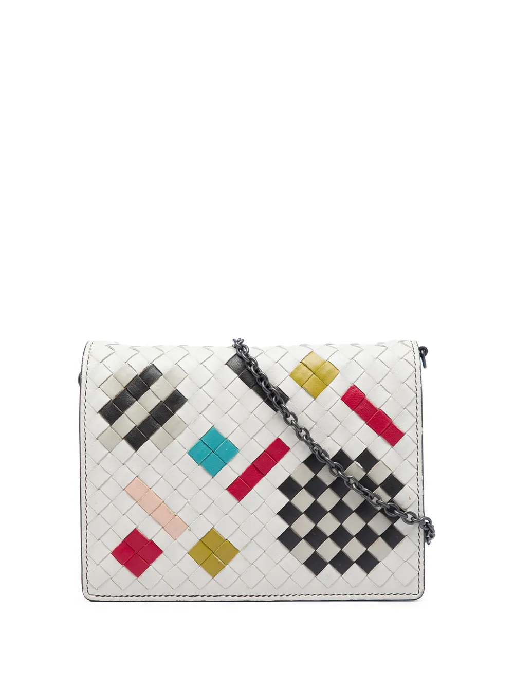 Bottega Veneta Pre-Owned 2012-2026 Nappa Intrecciato Abstract Wallet On Chain crossbody bag - White